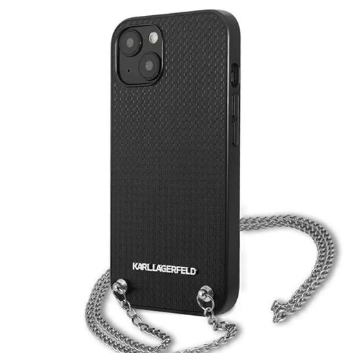 Кожен калъф Karl Lagerfeld с текстура и верижка за iPhone