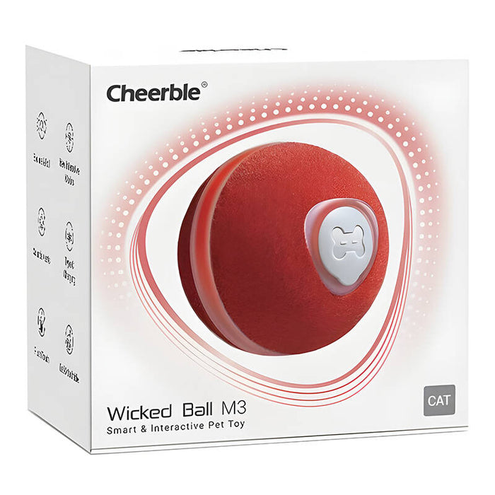 Интерактивна топка за домашни любимци Cheerble Wicked Ball M3, 200 mAh, червена