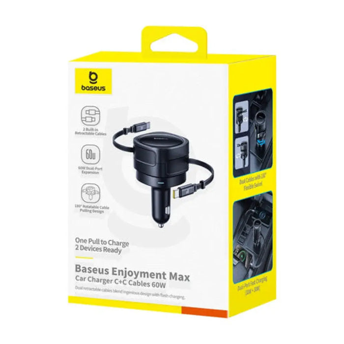 Зарядно за кола Baseus Enjoyment Max с USB-C + USB-C кабели