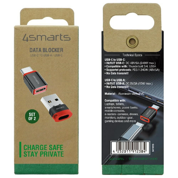 Адаптер 4smarts Data Blocker за USB-A/USB-C, черен