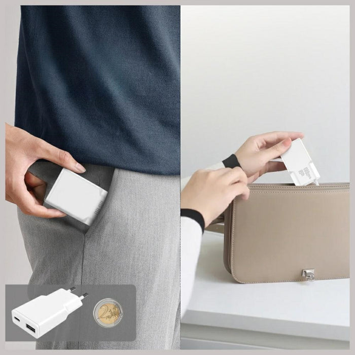 Зарядно 4smarts PDPlug Slim Duos 20W GaN + кабел 1.5м, бял