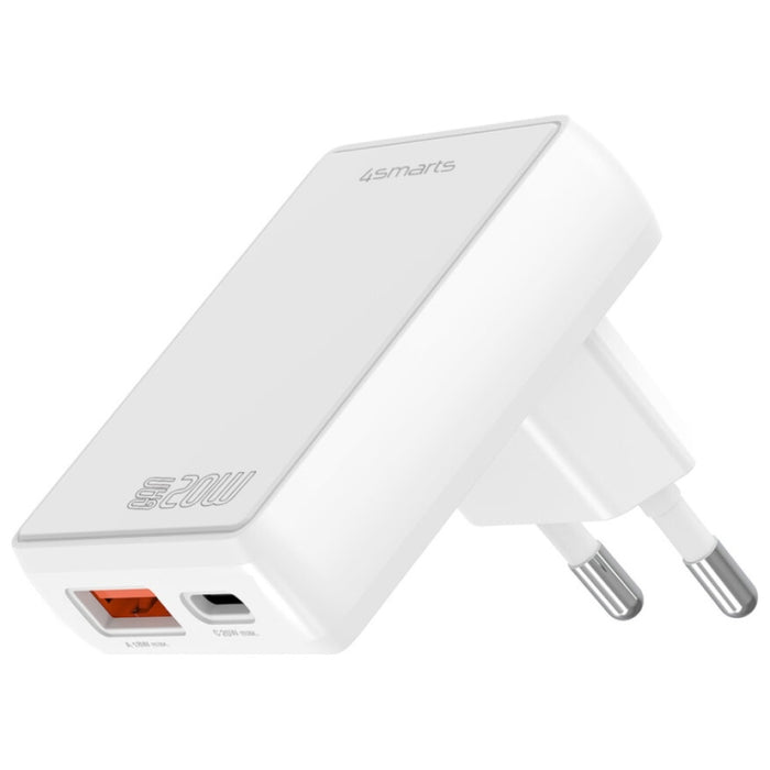Зарядно 4smarts FlatPlug Duos 20W GaN + USB-C, бяло