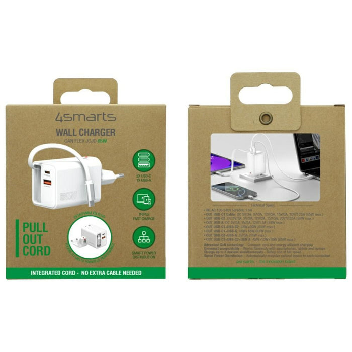 Зарядно 4smarts Flex Jojo 65W GaN, бял
