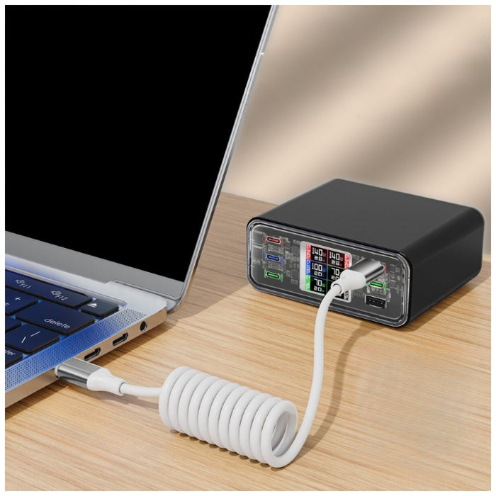 Спирален кабел 4smarts 4smarts USB-C за USB-C 100W, бял