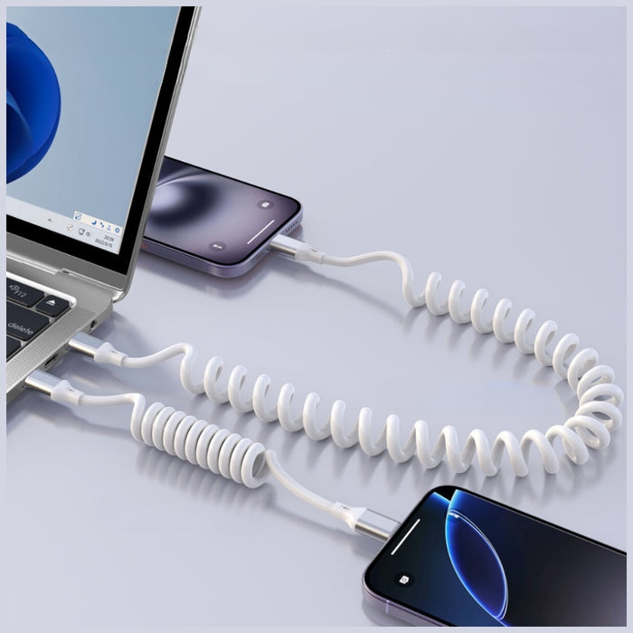 Кабел 4smarts спирален за USB-C, бял
