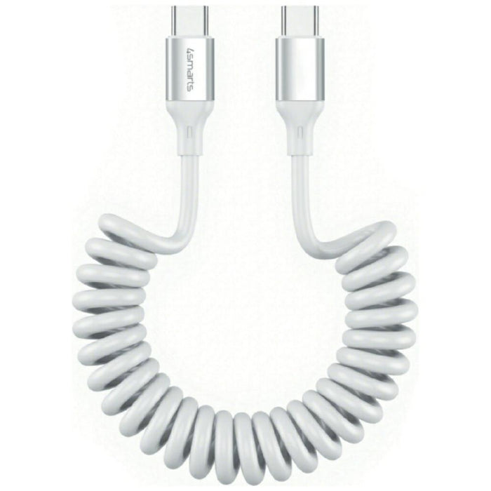 Кабел 4smarts спирален за USB-C, бял