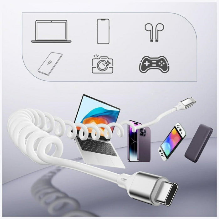 Кабел 4smarts спирален за USB-C, бял