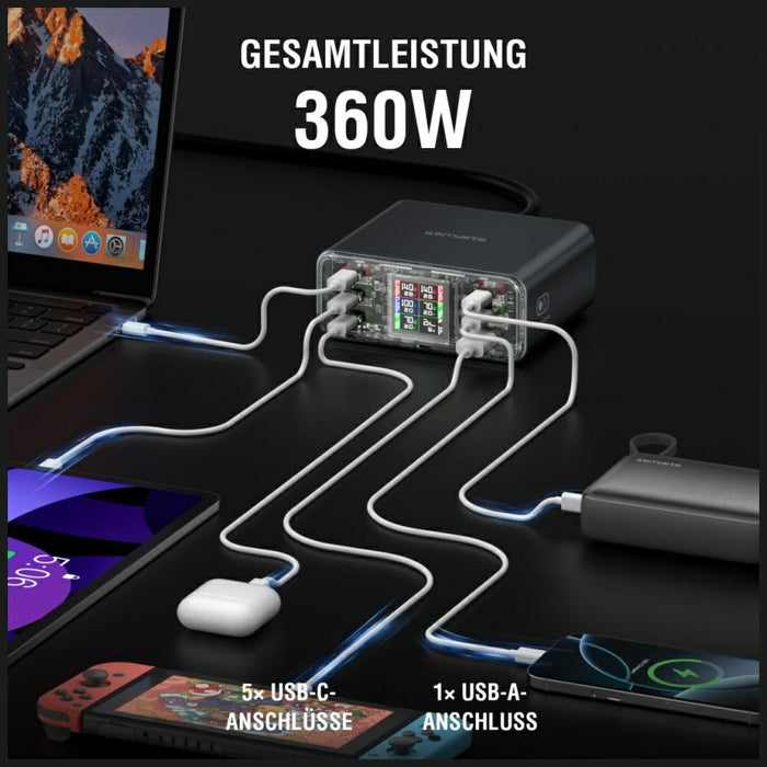 Зарядна станция 4smarts Lucid GaN DIY Desk Charger, сива