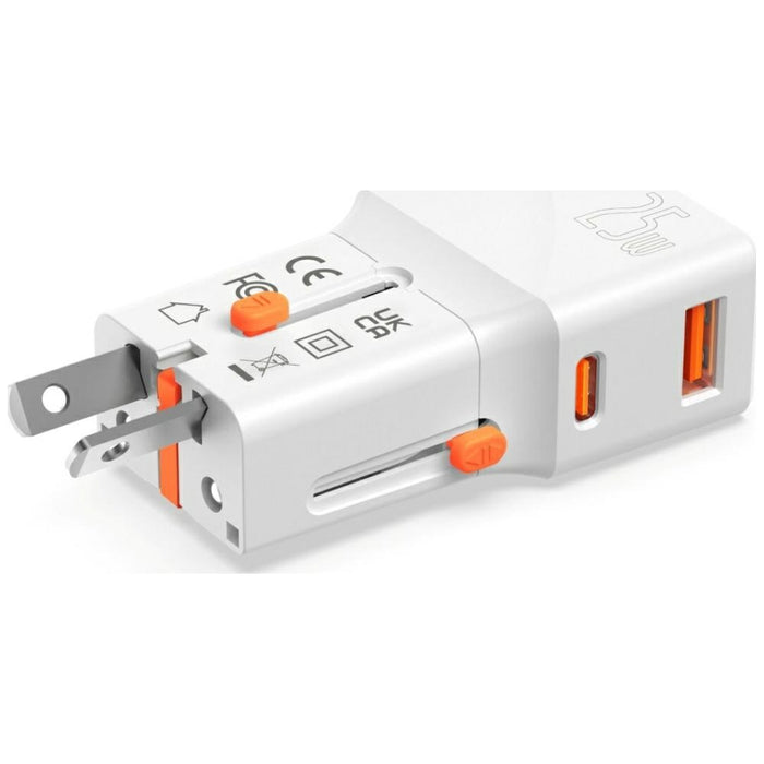 Пътна зарядна 4smarts World Travel Adapter Nomad Pocket 25W, бяла