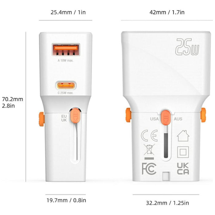 Пътна зарядна 4smarts World Travel Adapter Nomad Pocket 25W, бяла