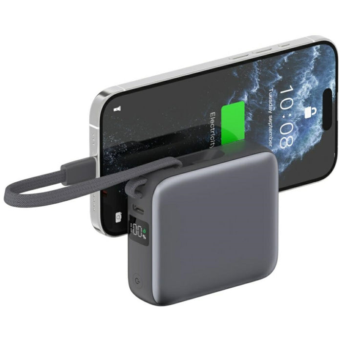 Powerbank 4smarts Pocket Dual Cord 22.5W със вграден кабел, сив
