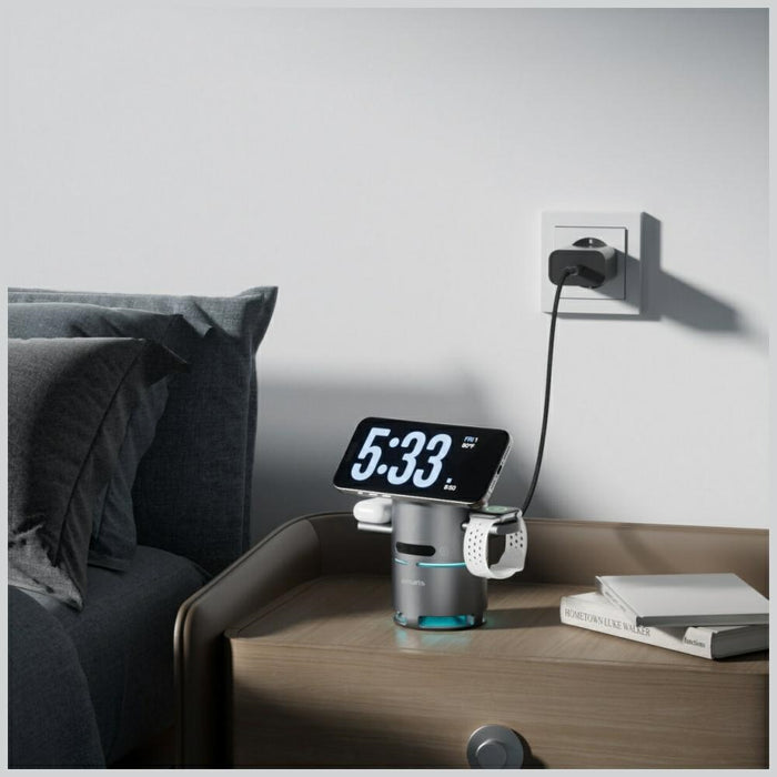 Зарядна станция 4smarts 4smarts ChargeBot Sound Qi2, сива