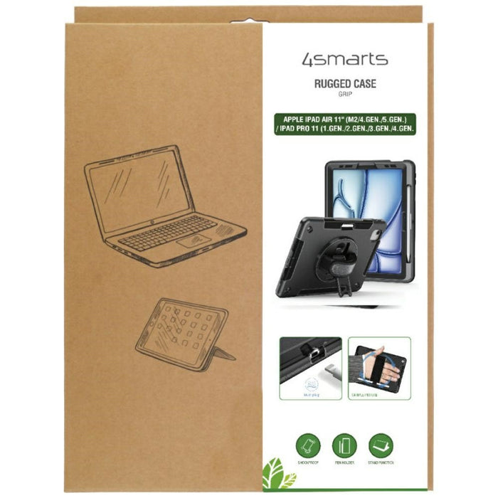 Твърд калъф 4smarts Rugged Case Grip с държач за iPad Air 11" M2 2024 / M3 2025 / M4 2026 / iPad Pro 11 (1.Gen./2.Gen./3.Gen./4.Gen.)