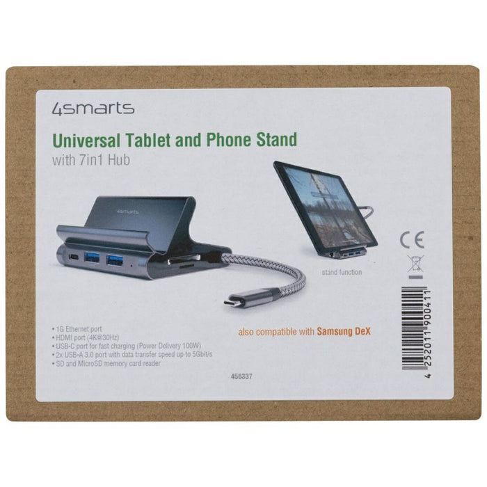 Стойка 4smarts Hub 7в1 DeX за таблет/телефон с USB-C, HDMI, SD карта