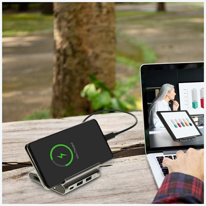 Стойка 4smarts Hub 7в1 DeX за таблет/телефон с USB-C, HDMI, SD карта