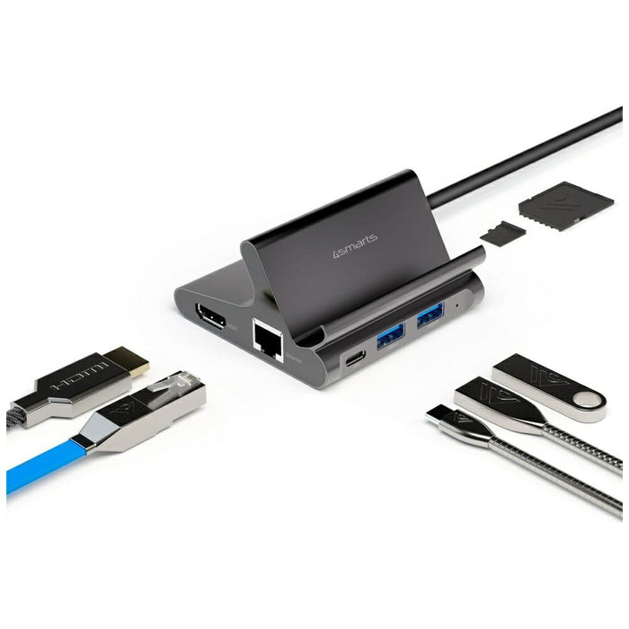 Стойка 4smarts Hub 7в1 DeX за таблет/телефон с USB-C, HDMI, SD карта