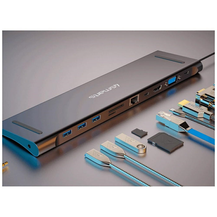 Стойка за лаптоп 4smarts HUB с 4smarts 11w1 HDMI/VGA/2xUSB-C/3xUSB-A/RJ45/SD/MMC/MicroSD/TF/AUX