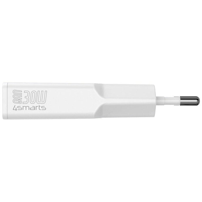 Зарядно 4smarts FlatPlug Slim Dual 30W GaN, бял