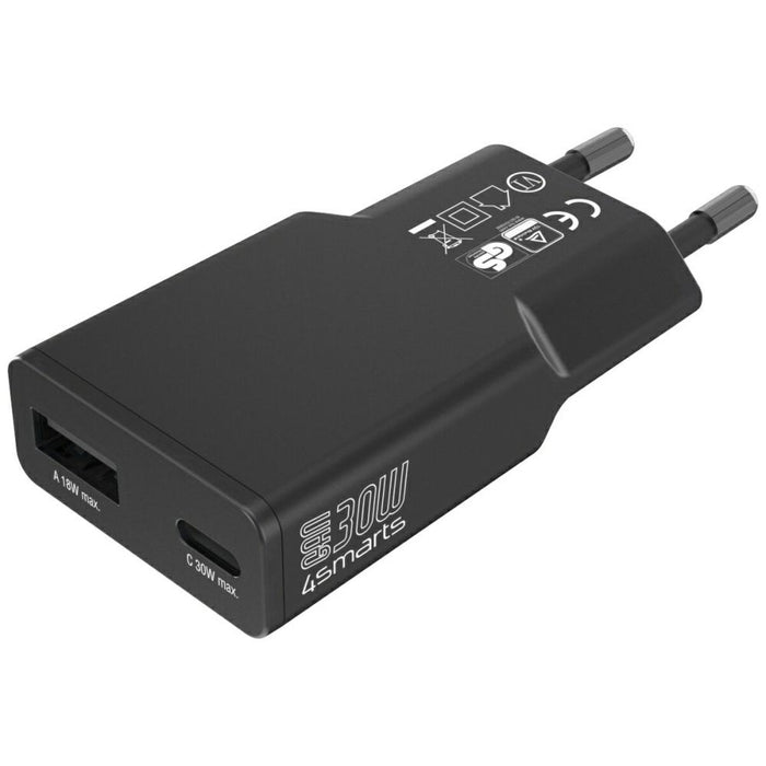 Зарядно 4smarts FlatPlug Duos 30W GaN, черно