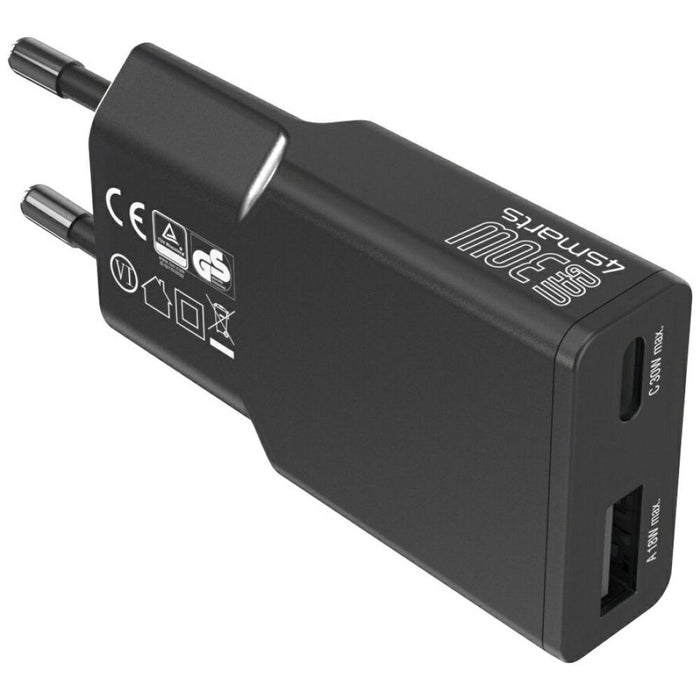 Зарядно 4smarts FlatPlug Duos 30W GaN, черно