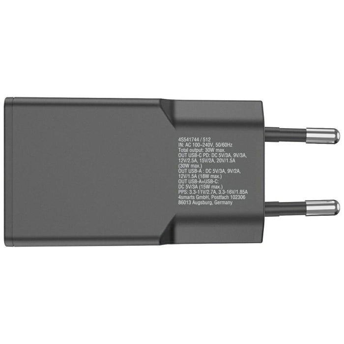 Зарядно 4smarts FlatPlug Duos 30W GaN, черно