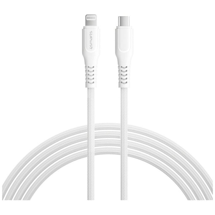 Кабел 4smarts Lightning за USB-C MFI 30W 1.5m, бял