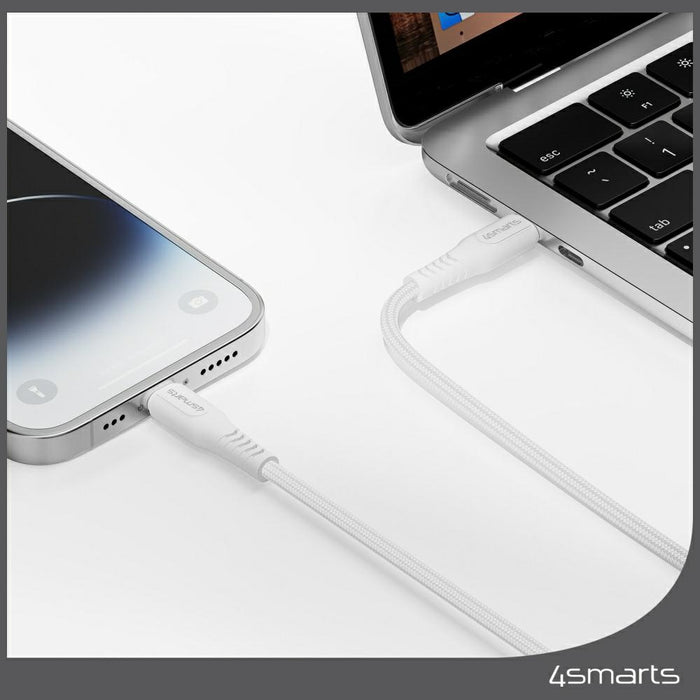 Кабел 4smarts Lightning за USB-C MFI 30W 1.5m, бял