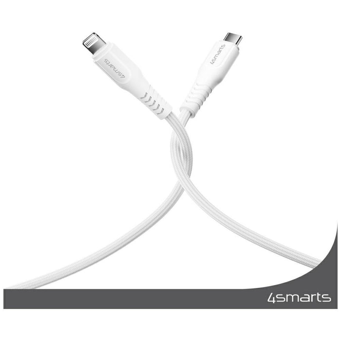 Кабел 4smarts Lightning за USB-C MFI 30W 1.5m, бял