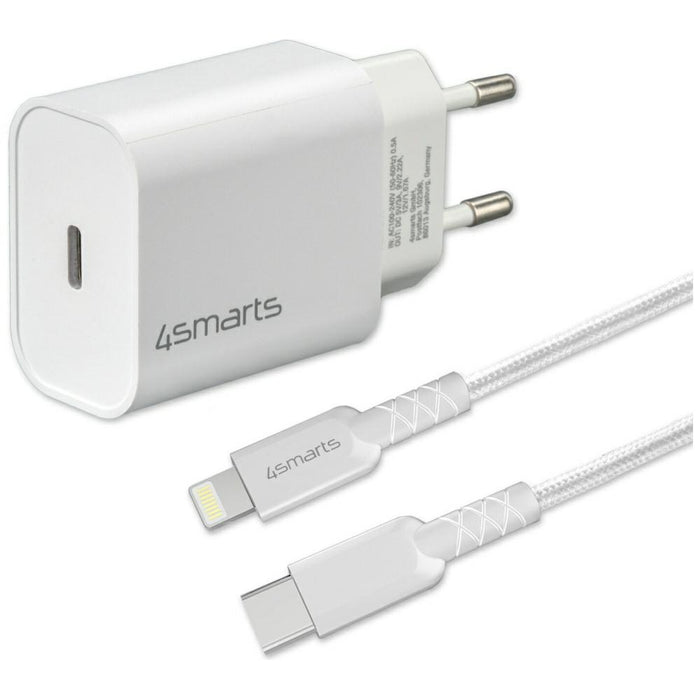 Зарядно 4smarts VoltPlug 20W PD MFI с кабел Lightning, бял