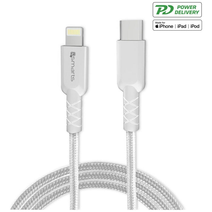 Зарядно 4smarts VoltPlug 20W PD MFI с кабел Lightning, бял