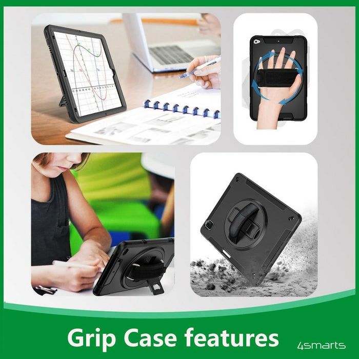 Твърд калъф 4smarts Rugged Case Grip с държач за iPad (7.Gen./8.Gen./9.Gen.), черен
