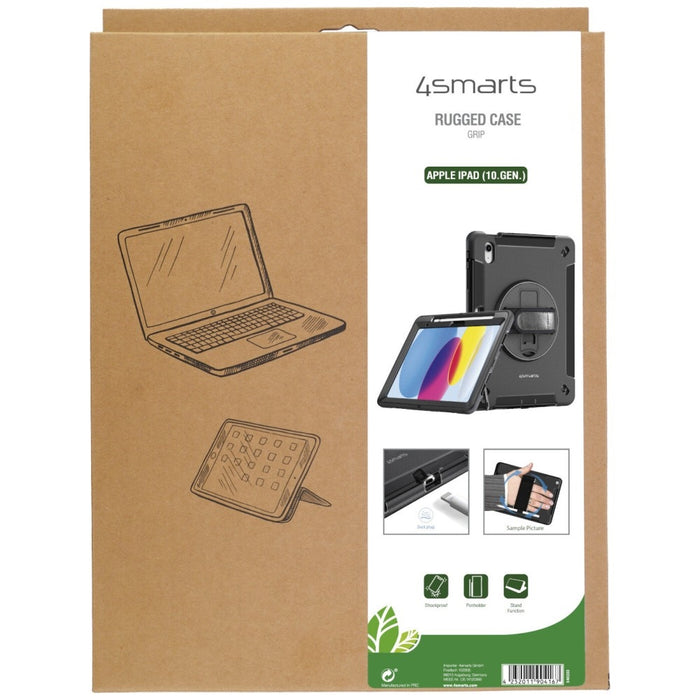 Твърд калъф 4smarts Rugged Case Grip с захват за iPad 11" (A16, 2025) / iPad 10.9" (10.Gen.)