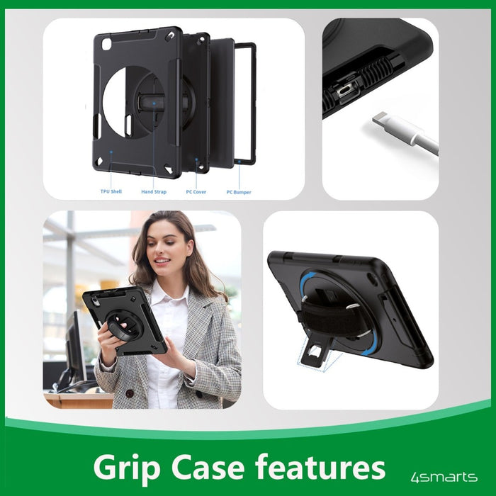 Твърд калъф 4smarts Rugged Case Grip с захват за iPad 11" (A16, 2025) / iPad 10.9" (10.Gen.)
