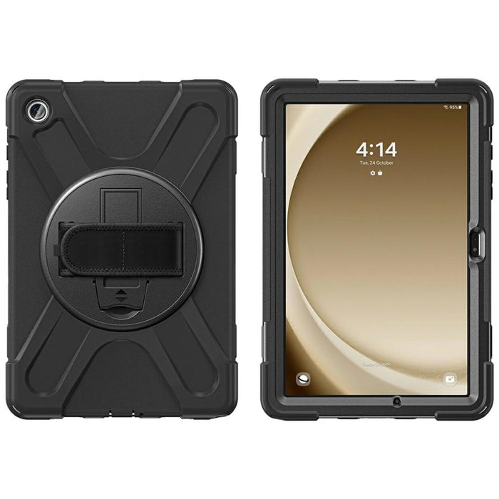 Твърд калъф 4smarts Rugged Case Grip с уред за хващане за Samsung Galaxy Tab S10 Lite / S10 FE / S9 FE / S9 / S8 / S7, черен