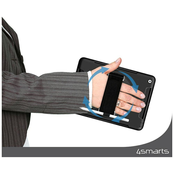 Твърд калъф 4smarts Rugged Case Grip с уред за хващане за Samsung Galaxy Tab S10 Lite / S10 FE / S9 FE / S9 / S8 / S7, черен