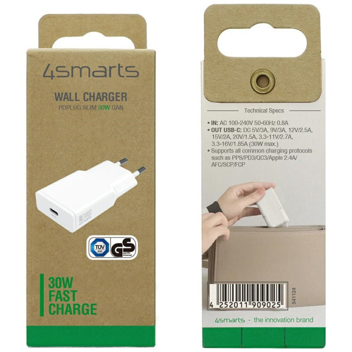 Зарядно 4smarts PDPlug Slim 30W GaN, бяло
