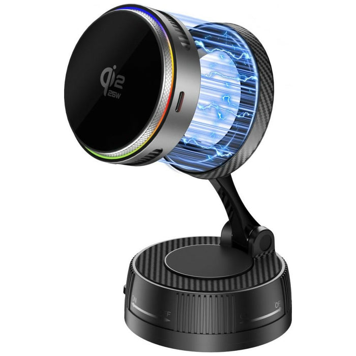 Индукционно зарядно 4smarts 4smarts 25W Qi2 MagSafe RGB 360°, сиво
