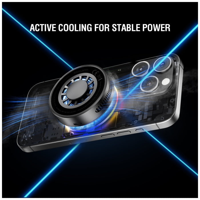 Индукционно зарядно 4smarts 4smarts 25W Qi2 MagSafe RGB 360°, сиво