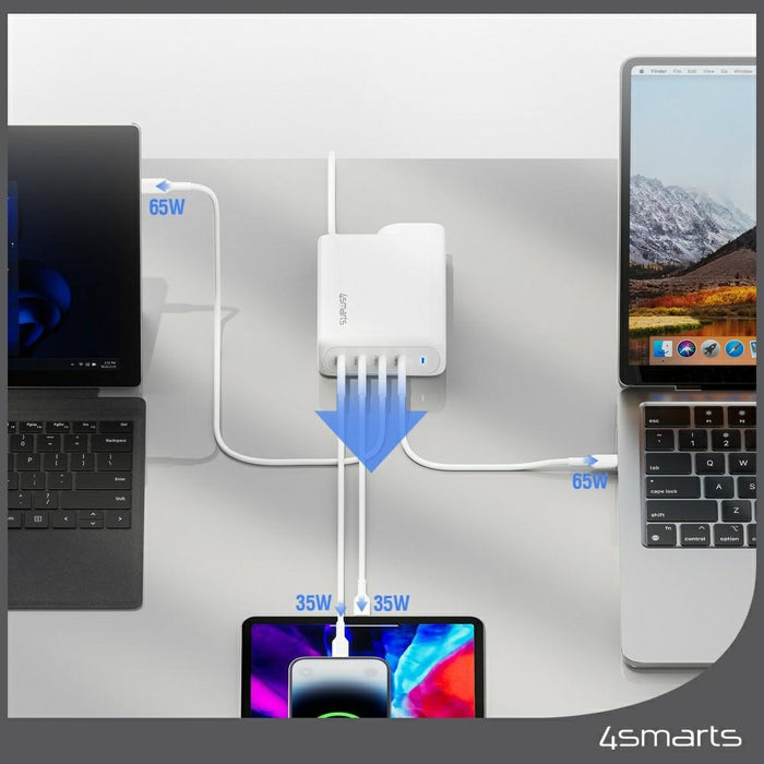 Зарядно 4smarts GaN Flex Pro Travel 4 портов, бяло