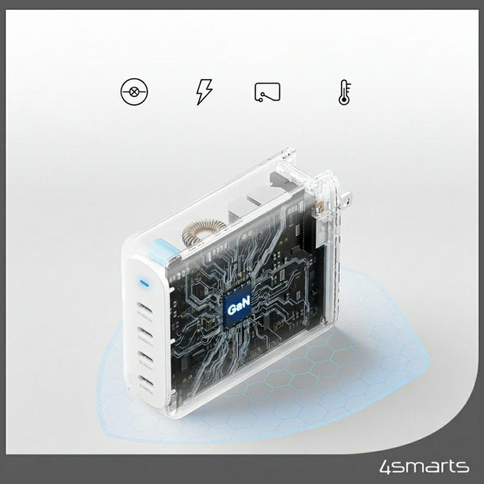 Зарядно 4smarts GaN Flex Pro Travel 4 портов, бяло