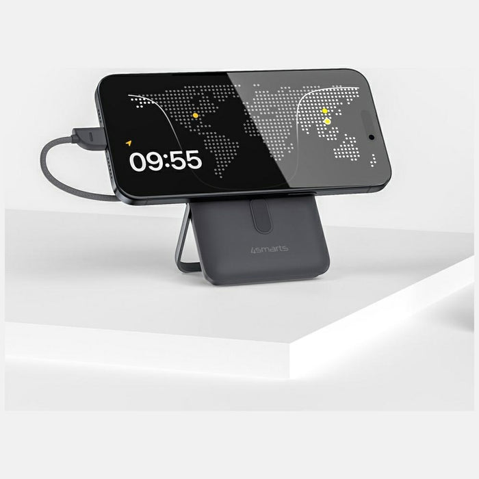 4smarts Enterprise Pocket bezprzewodowy powerbank 22.5W Qi2, сив