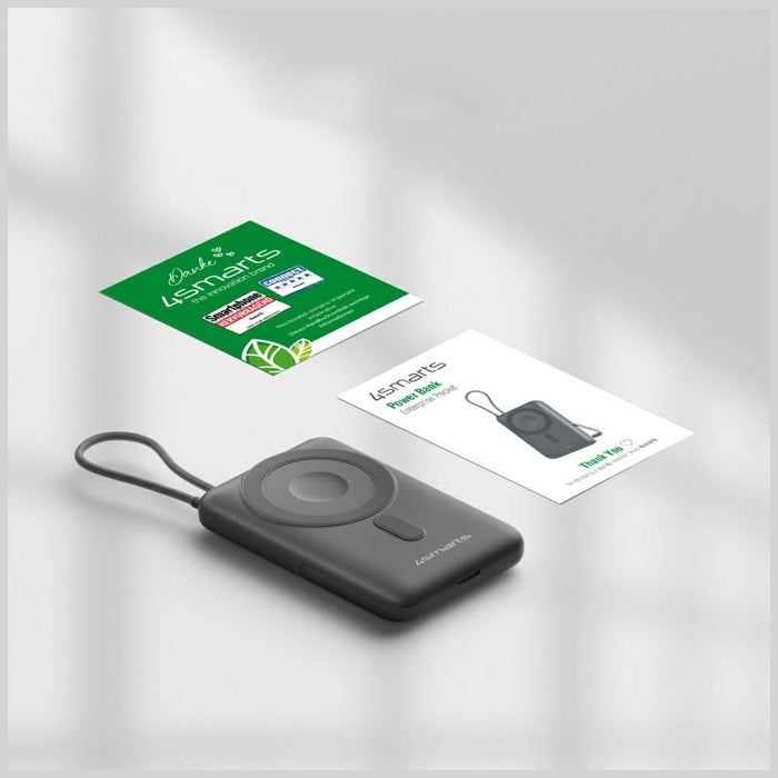 4smarts Enterprise Pocket bezprzewodowy powerbank 22.5W Qi2, сив
