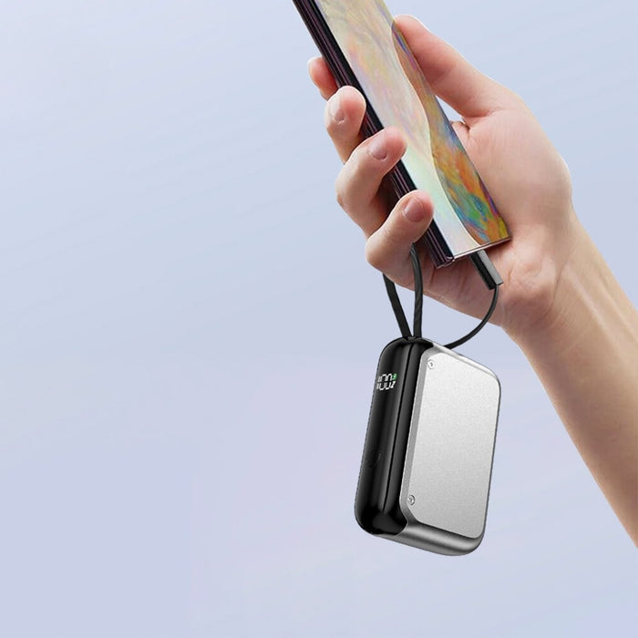Powerbank 4smarts Pocket 30W със вграден кабел, сребърен