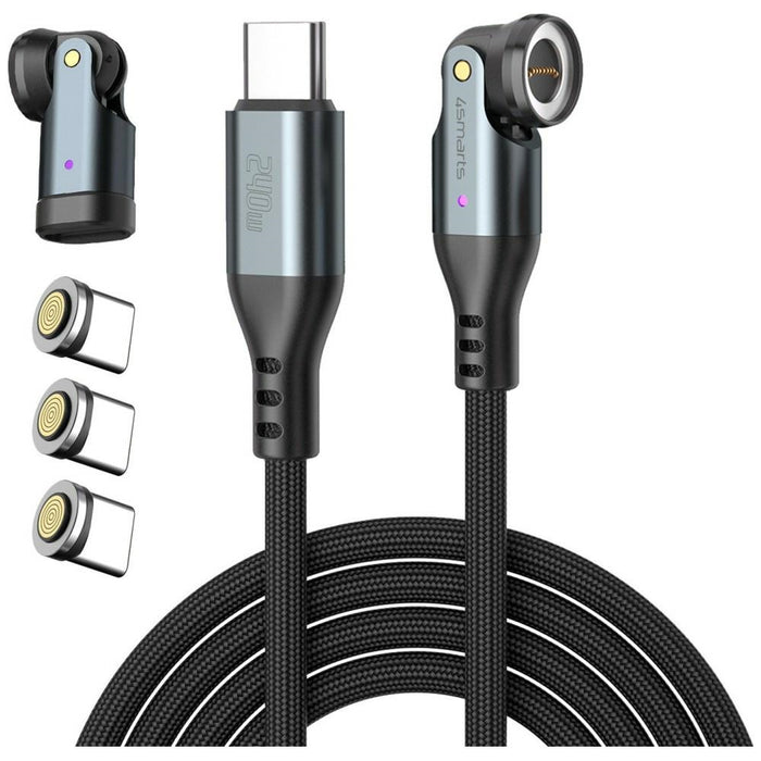 Кабел 4smarts GravityCord 540° Magnetic 1.8m, черен
