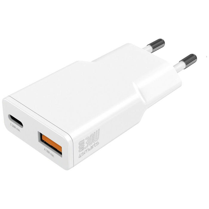 Зарядно 4smarts PDPlug Duos Slim 30W GaN, бяло
