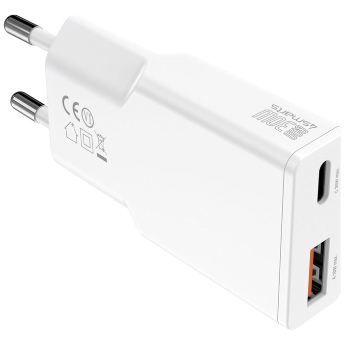 Зарядно 4smarts PDPlug Duos Slim 30W GaN, бяло
