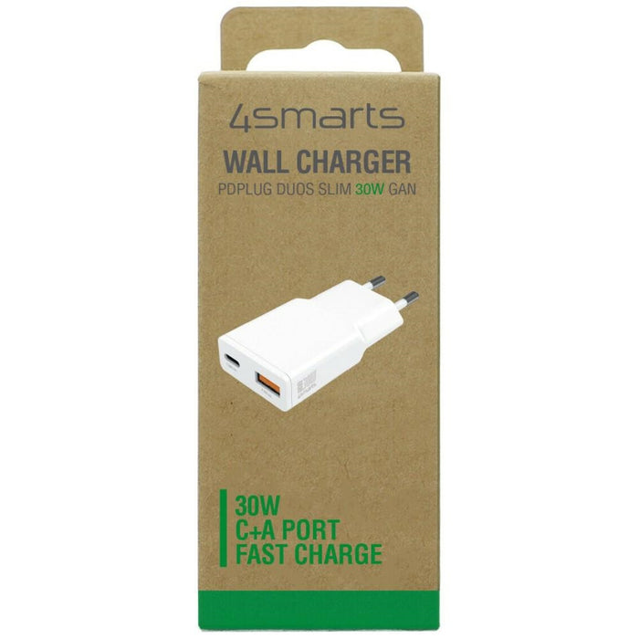Зарядно 4smarts PDPlug Duos Slim 30W GaN, бяло