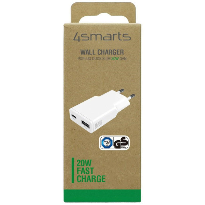 Зарядно 4smarts PDPlug Duos Slim 20W GaN, бяло