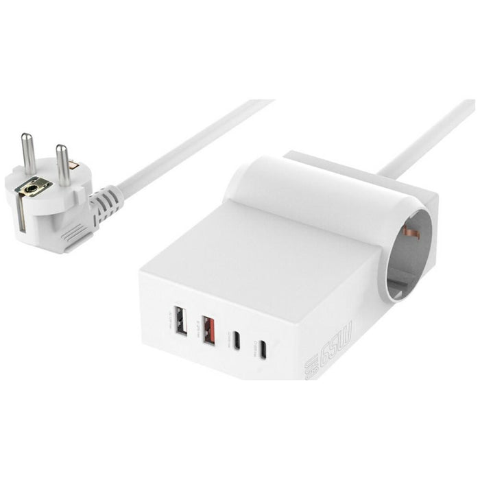 Зарядна станция 4smarts 6в1 Power Strip Desk GaN 65W, бяла