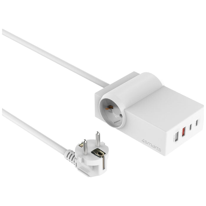 Зарядна станция 4smarts 6в1 Power Strip Desk GaN 65W, бяла